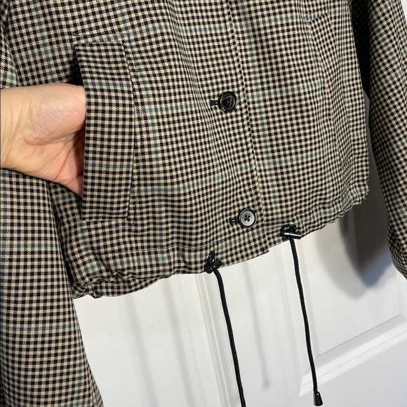 Rails North Jacket Size XXS Teal Multi Check Cropped Twill Button Up Pockets Tan - Picture 3 of 17